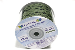 Тесьма отделочная "ЗИГ-ЗАГ" 5 мм 30 м №015 т.оливковый